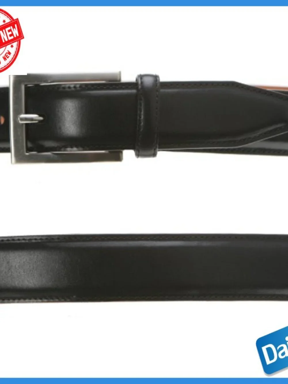Men's Leather Dress Belt Size 34, Buckle Closure, Medium Weight